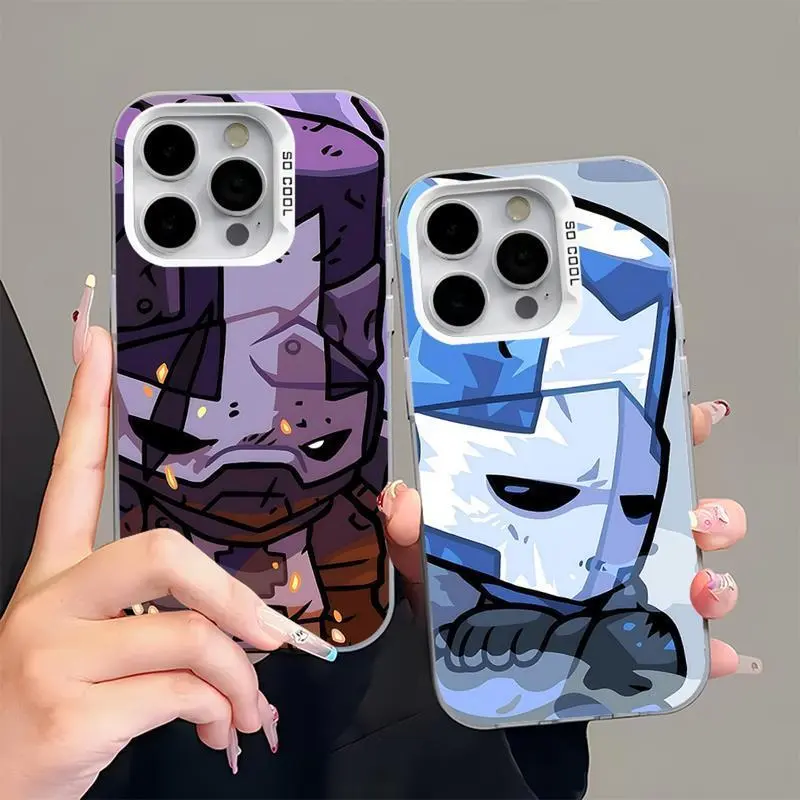 C-Castle Game C-Crashers Phone Cases For iPhone 17 16 15 14 13 12 11 Mini Pro Max Air  & Samsung Galaxy S26 S25 S24 S23 S22 S21 EDGE Ultra Plus FE Anti-Fall Gray White Matte Hard Bumper Fashion Design Soft Case Easy Install Remove