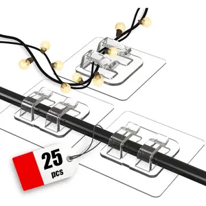 Hooks for Outdoor String Lights, 25 Pack Heavy Duty Cable Clips, Damage Free Cord Clips, Waterproof and UV-Resistant, Clear Self-Adhesive Hooks for Hanging Christmas Lights Outdoor and Patio Decorfidget toys