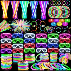 148 PCS Glow in the Dark Party Supplies Light Up Toys with 24 Led Glasses, 24 Flashing Bracelets and 100 Glow Sticks Bulk Party Favors Birthday Wedding Carnivals Concert Patrioticfidget toys