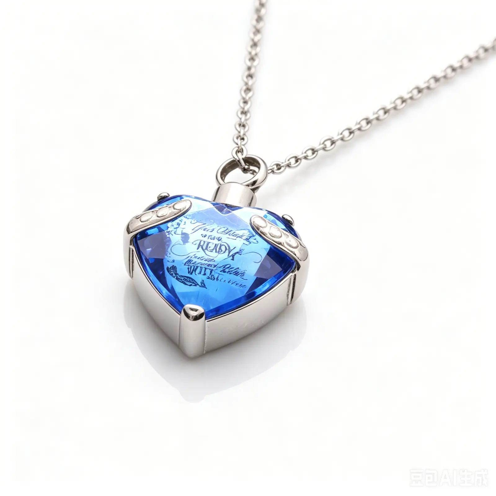 Crystal Heart Cremation Pendant Ashes Keepsake Urn Necklace Deep Blue