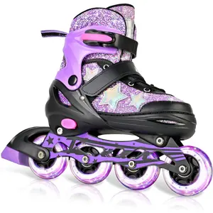 Inline Skates for Girls and Women Outdoor Adjustable Skates for Kids and Adult with Full Light Up Wheels and Twinkl Stars Patines para Adultos Hombre Mujer