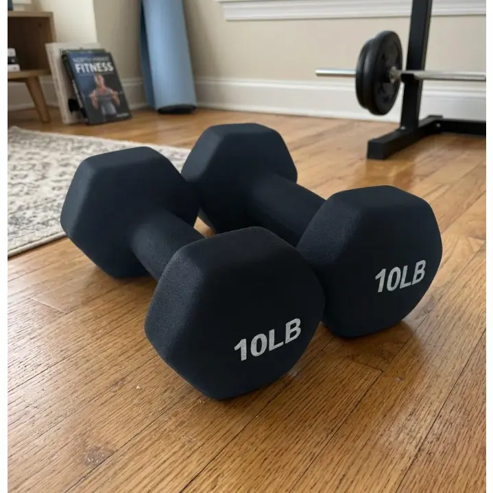 Neoprene Dumbbells, Hex Anti-Roll 10 Lbs Pair, 8.26"×3.74"