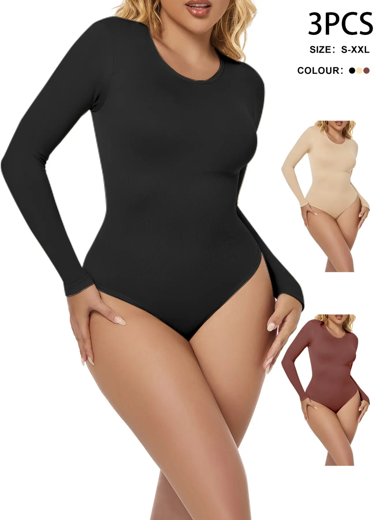 Women's Round Neck Long Sleeve Jumpsuit, High Elasticity Stretch Fabric, Ideal for Yoga, Gym, Casual Wear, All Seasons