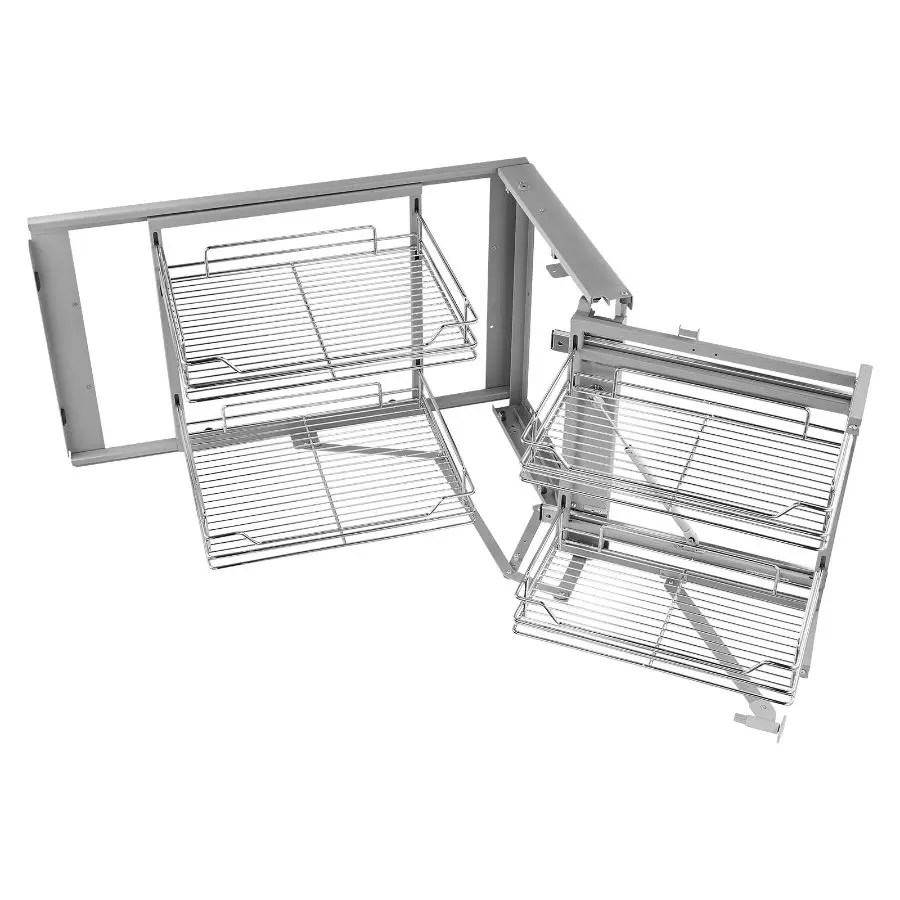 VEVOR 18"W Opening Blind Corner Pull Out Organizer, 2 Tier 4 Shelf Kitchen Cabinet Organizer, Magic Chrome Carbon Steel Storage Basket, Slide Out Storage Organizer, Left Right Open Compatible