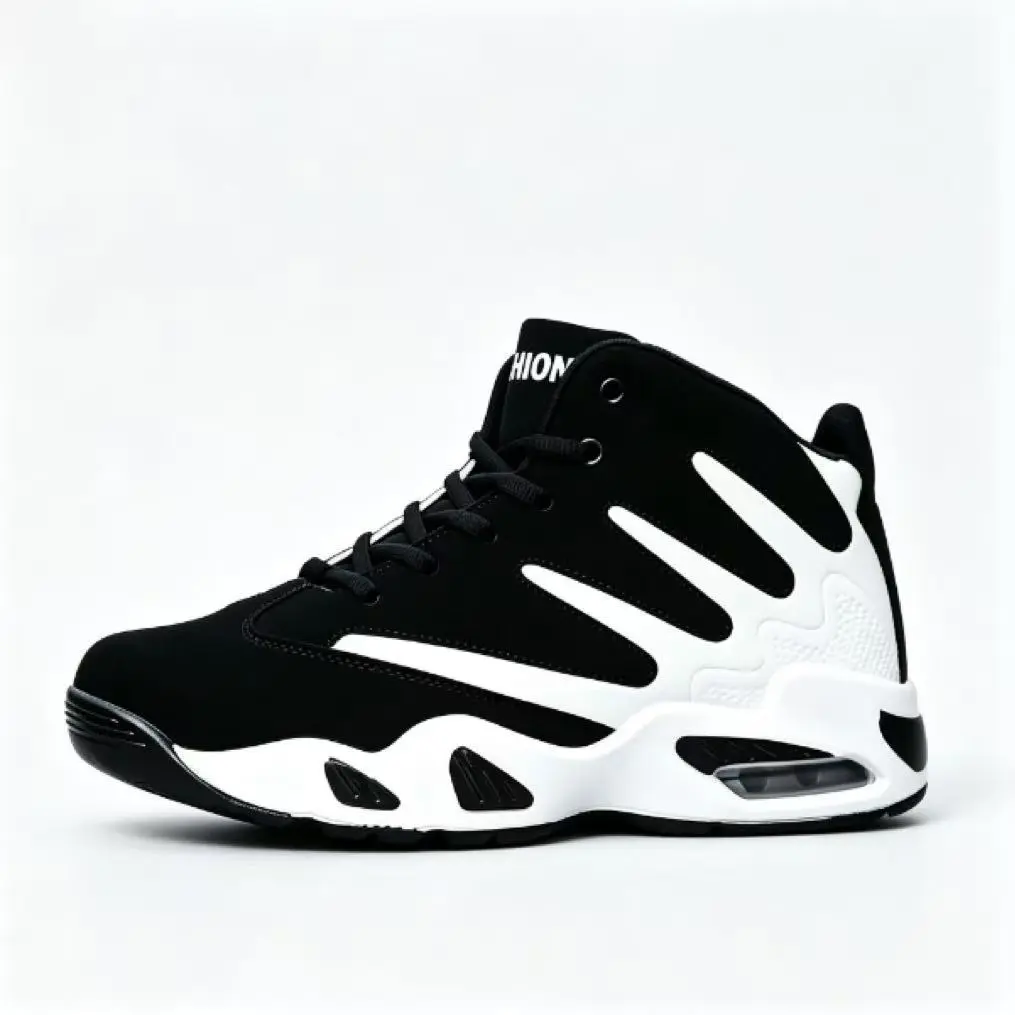 Men's basketball shoes, comfortable high-top breathable anti-slip shock-absorbing lace-up cushioned sports shoes, suitable for training, running and walking