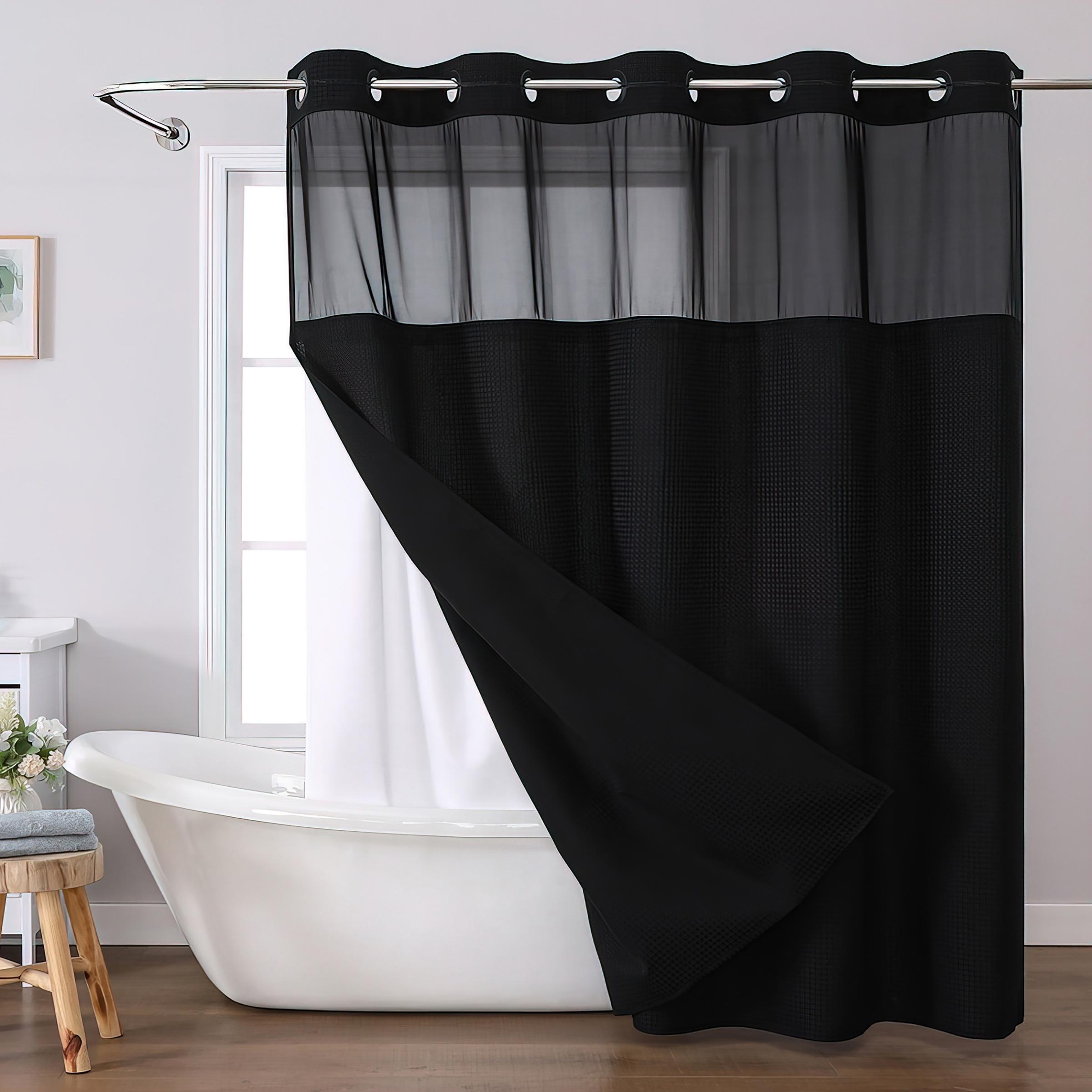 Waffle Pattern Waterproof Shower Curtain, 1 Count Modern Simple Bathroom Curtain, Bathroom Accessory for Home, Hotel or Dorm Decor #GLOBAL PICKS