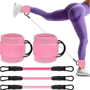 Ankle Resistance Bands with Cuffs,  Ankle Bands for Working Out, Ankle Resistance Band for Leg, Booty Workout Equipment for Kickbacks Hip Fitness Training, Adjustable Wrist Weights, Home Exercise Equipment, Home Gym Kit