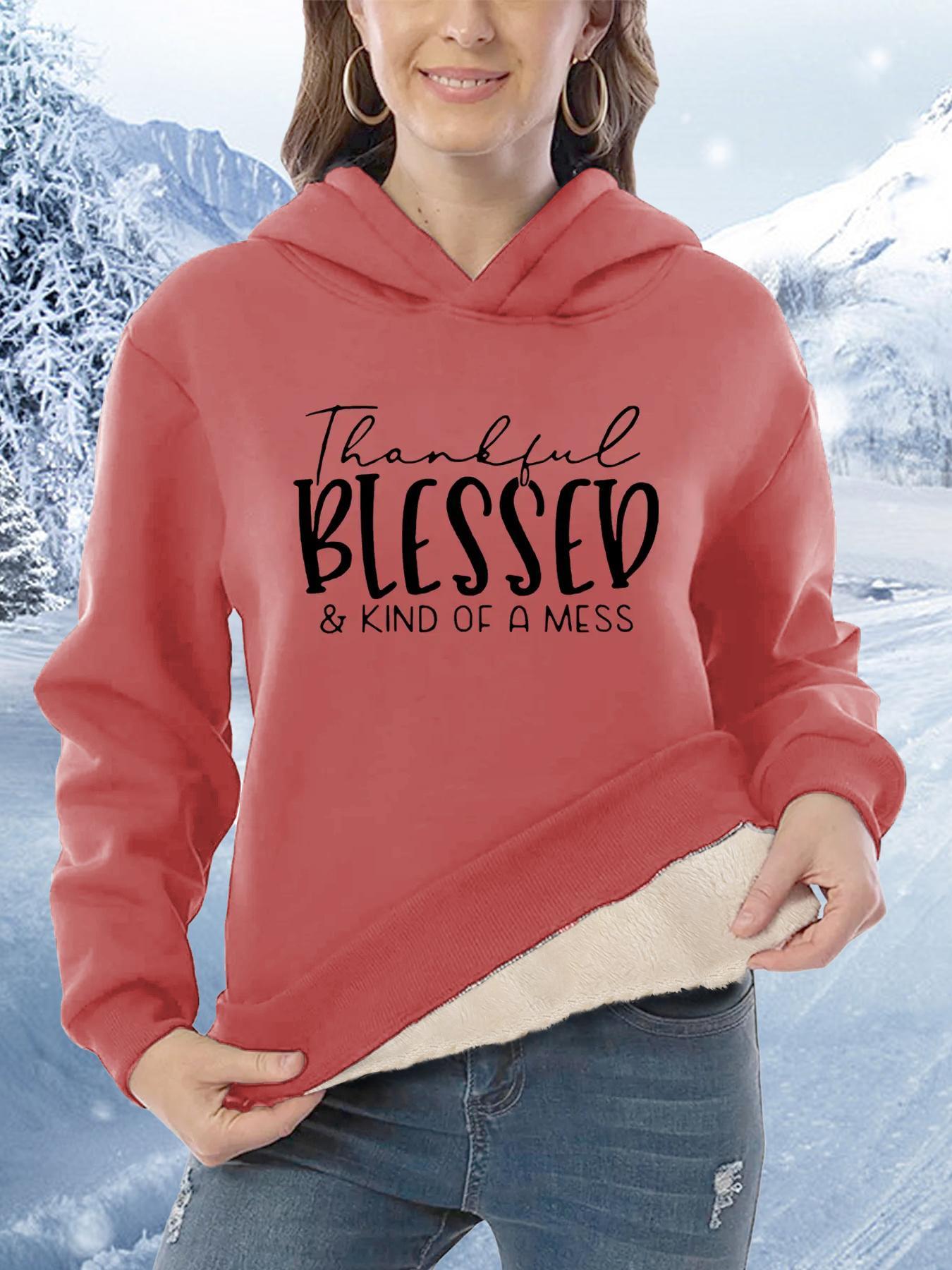 Women's Letter Print Drop Shoulder Long Sleeve Hoodie, Fashion Casual Hoodies Sweatshirts for Daily Holiday Outdoor Wear, Women Clothing for Winter