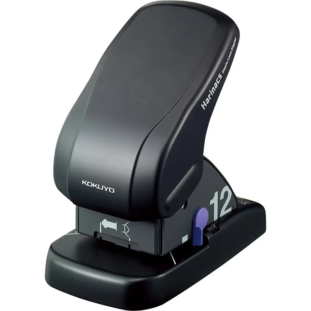 Harinacs Stapleless Stapler, Large Desktop Staple Free Stapler, 12 Sheet Capacity, Black (SLN-MS112D)