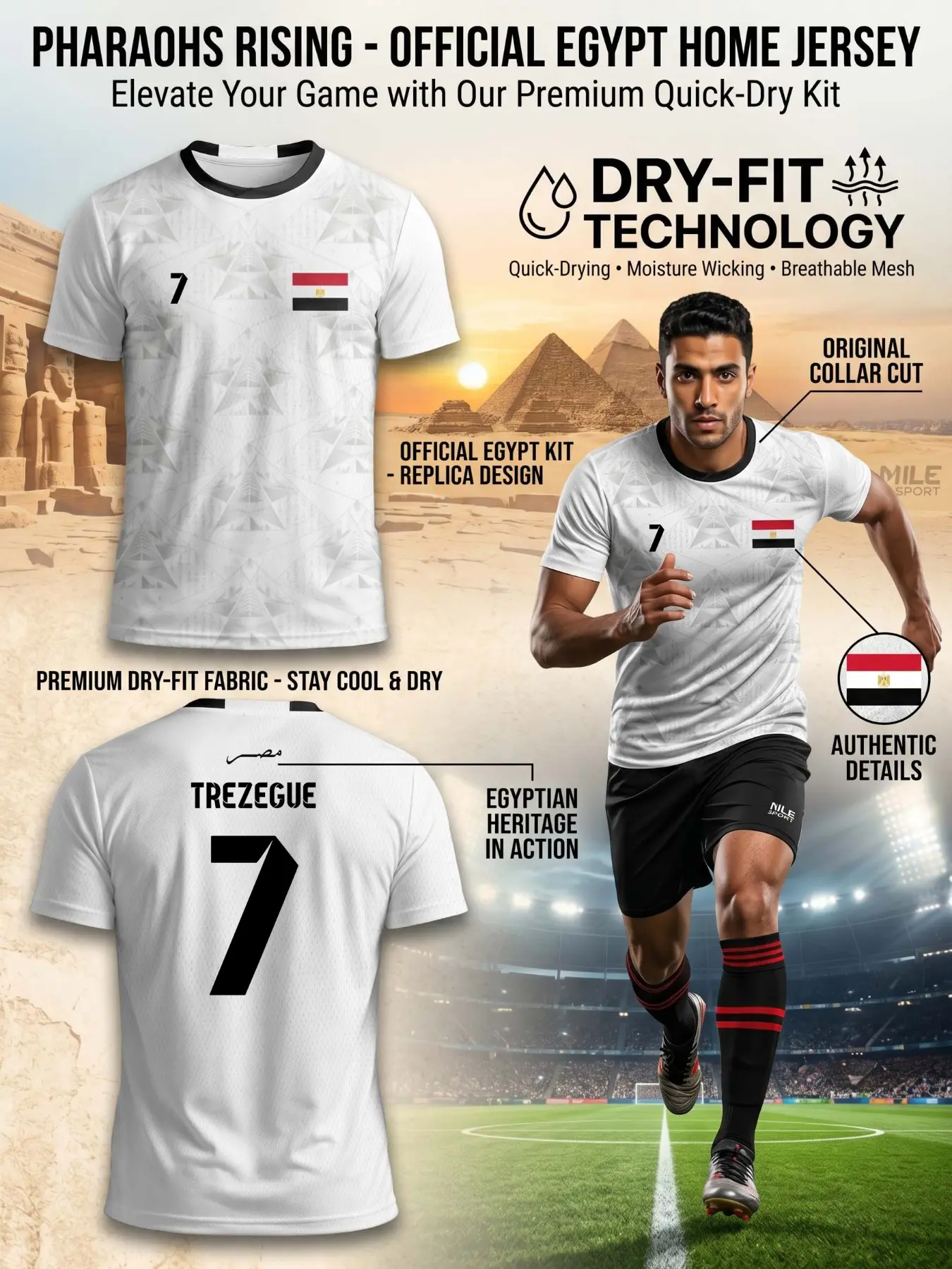 Egypt National Team Away Jersey 2026, Pyramid Geometric Quick-Dry Men's Soccer Shirt, Breathable Mesh, Misr Print, Fan Gift, Soccer Jerseys
