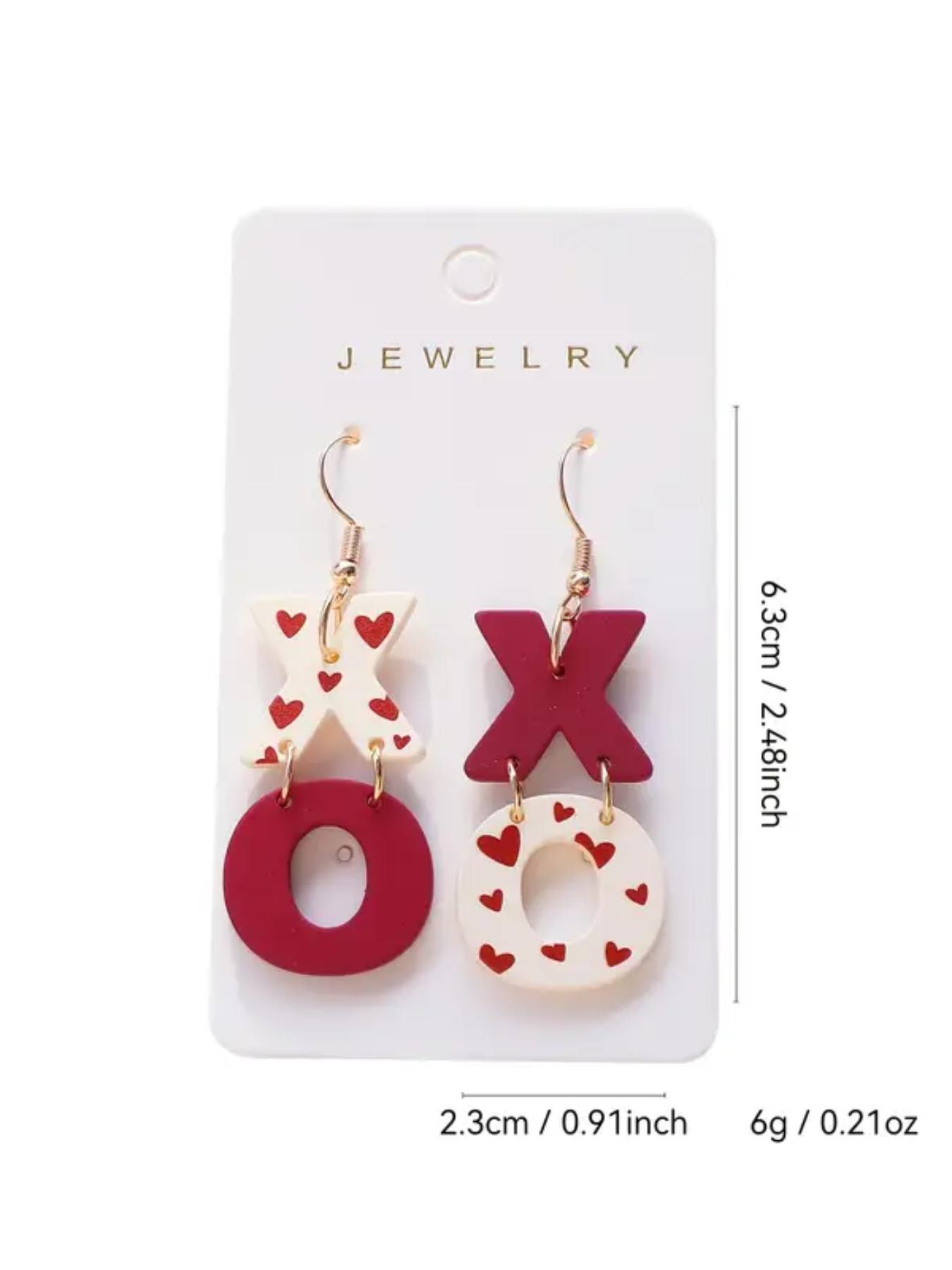 Heart Print Acrylic Dangle Earrings, Letter Design Earrings for Women for Gift, Elegant Jewelry for Party, Daily Clothing Decor, Trendy All-match & Exquisite Jewelry for Birthday Gift, Valentine's Day, Gift, Heart Shaped Earrings, Versatile Earrings