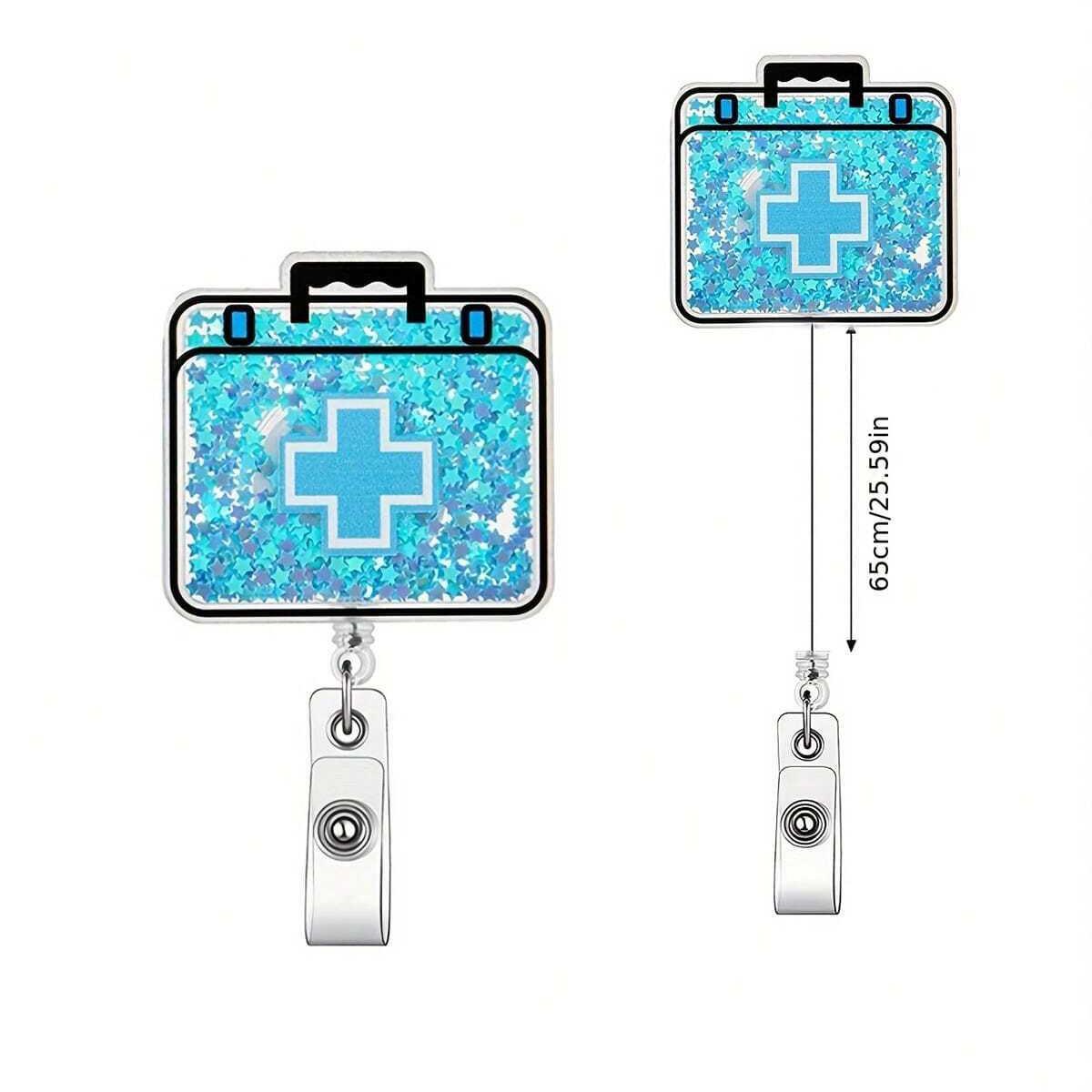 Medical Themed Badge Holder, 1 Count Retractable Badge Reel with Clip, Creative ID Badge Holder for Nurse & Doctor, Badge Decoration