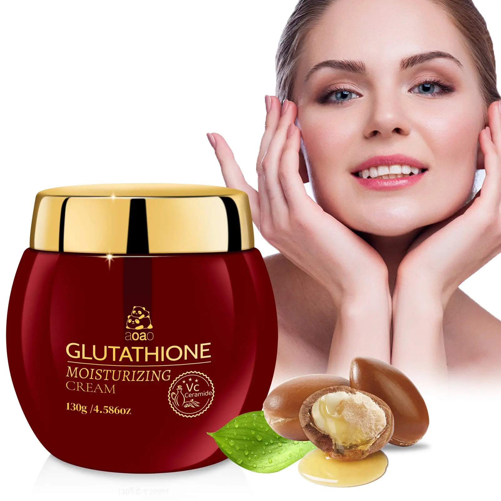 Gsh Brightening Moisturizing Cream with Vitamin C & Hyaluronic Acid, Deeply Nourishing, Firms & Smooths Skin, 130g