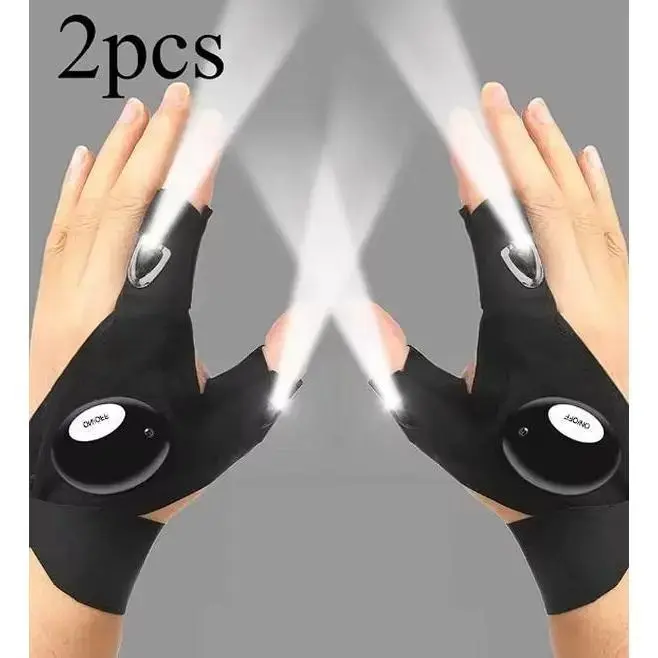 LED Flashlight Gloves, Waterproof Finger Lights with Durable ABS Construction for Men, Outdoor Camping Gear, Gift for Husband, Him, Boyfriend, Outdoor Gear, Batteries, Backlit, Adults, 40 Grams