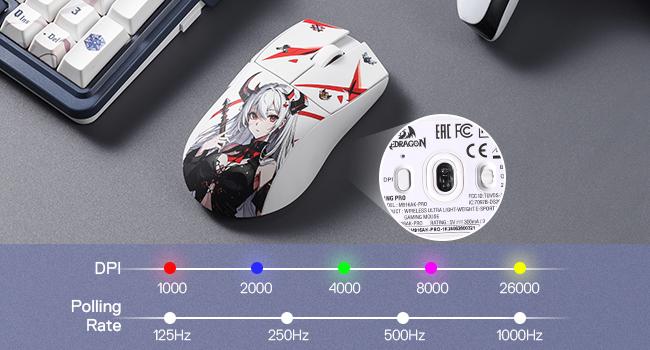 Redragon M916AK PRO 3-Mode Anime Gaming Mouse, 42G Ultra-Light 26K DPI Gaming Mouse w/Ergonomic Natural Grip Build, Full Programmable Buttons, Software Supports DIY Keybinds & DPI