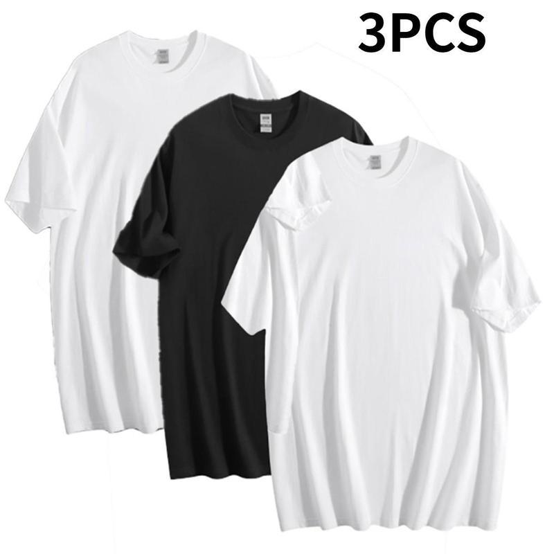 3PCS Comfortable Women's Shirt Short-sleeved round-neck comfortable pure cotton men's shirt Combination of solid colors and contrasting colors - a versatile shirt for both men and women