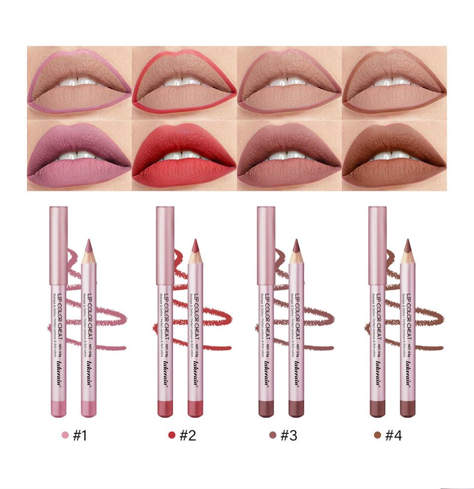 4Pcs Sculpting Matte Velvet Lip Liner Set,Smooth Creamy Texture,Waterproof And High Pigmented For Girls Daily Application Lip Makeup(1+2+3+4)