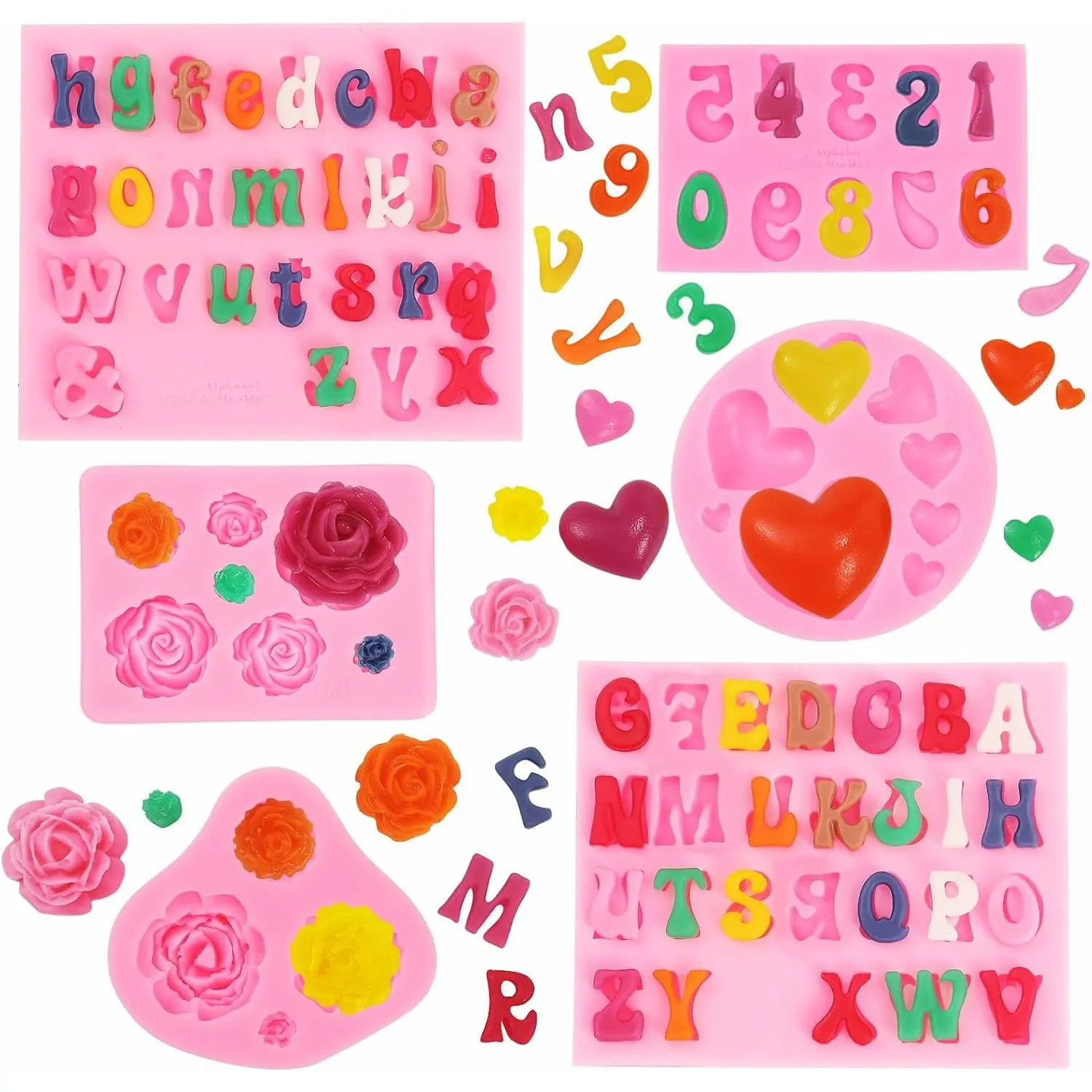 Letter  Mold Alphabet Number Molds Rose Heart Shape Cake Mould for  Baking Candy Making  Molds Sugar for DIY Crafts Candy Desserts Cupcake Decoration