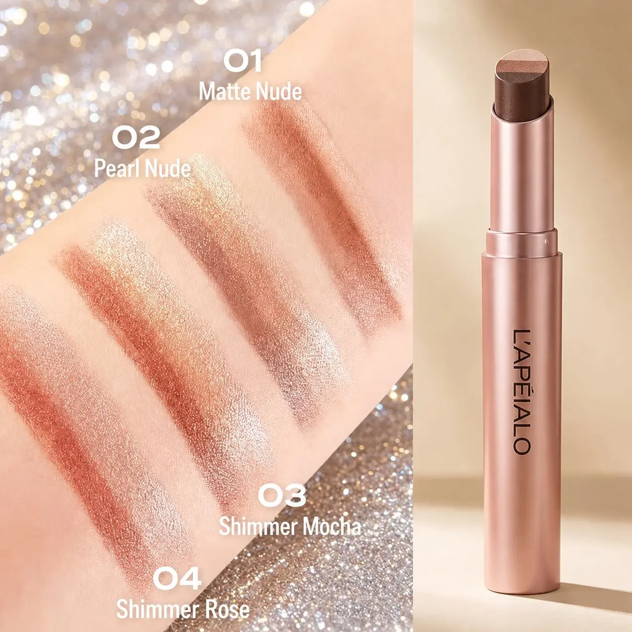 Lapeialo Three-Color Quick-Draw Glossy Cosmetic Eyeshadow Stick, eye shadow pencil, Vibrant Shades for Bold Looks, Easy Application for All Skin Types, Perfect for Daily Use