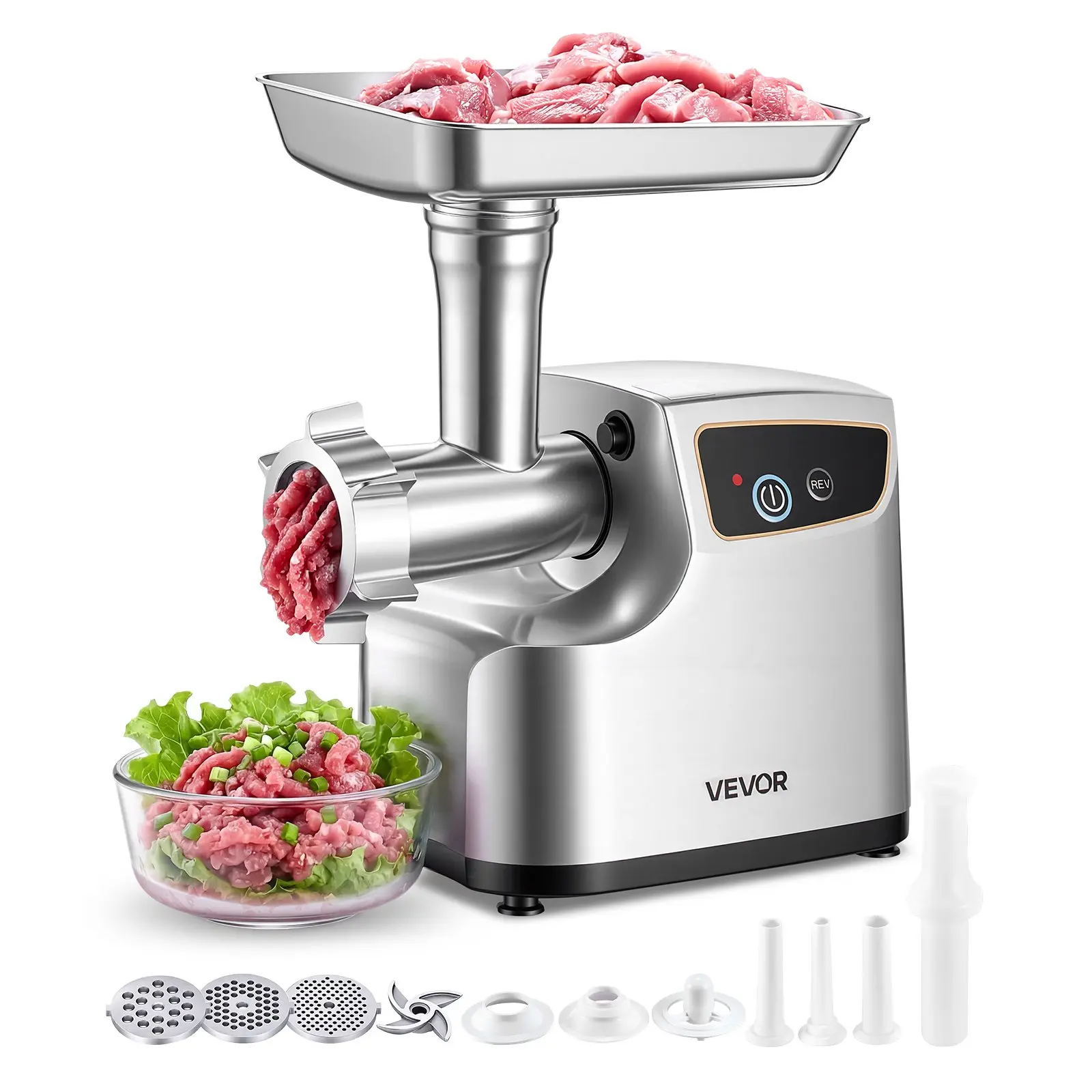 VEVOR Electric Meat Grinder, 5 Lbs/Min Capacity,#8 Meat Mincer with 3 Grinding Plates, 3 Sausage Stuffing Tubes & Kubbe Kit, 700W/0.77HP Sausage Stuffer Maker for Home Kitchens, ETL Listed