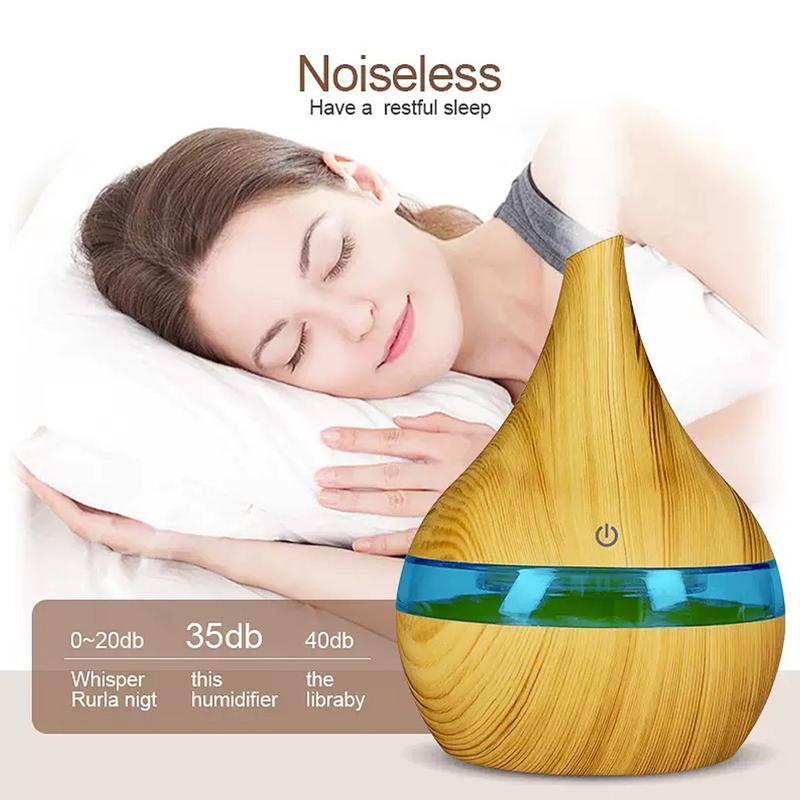 Portable, 300ml quiet Usb humidifier with night light in 7 colors, free essential oils, can be timed, remote desk, nursery, car travel