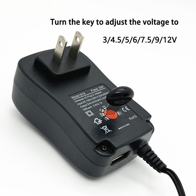 3-12V Adjustable Voltage Power Adapter, Multi-function Power Adapter with 14 Adapters, Suitable for Charging Electric Appliances, USB Port Adapters