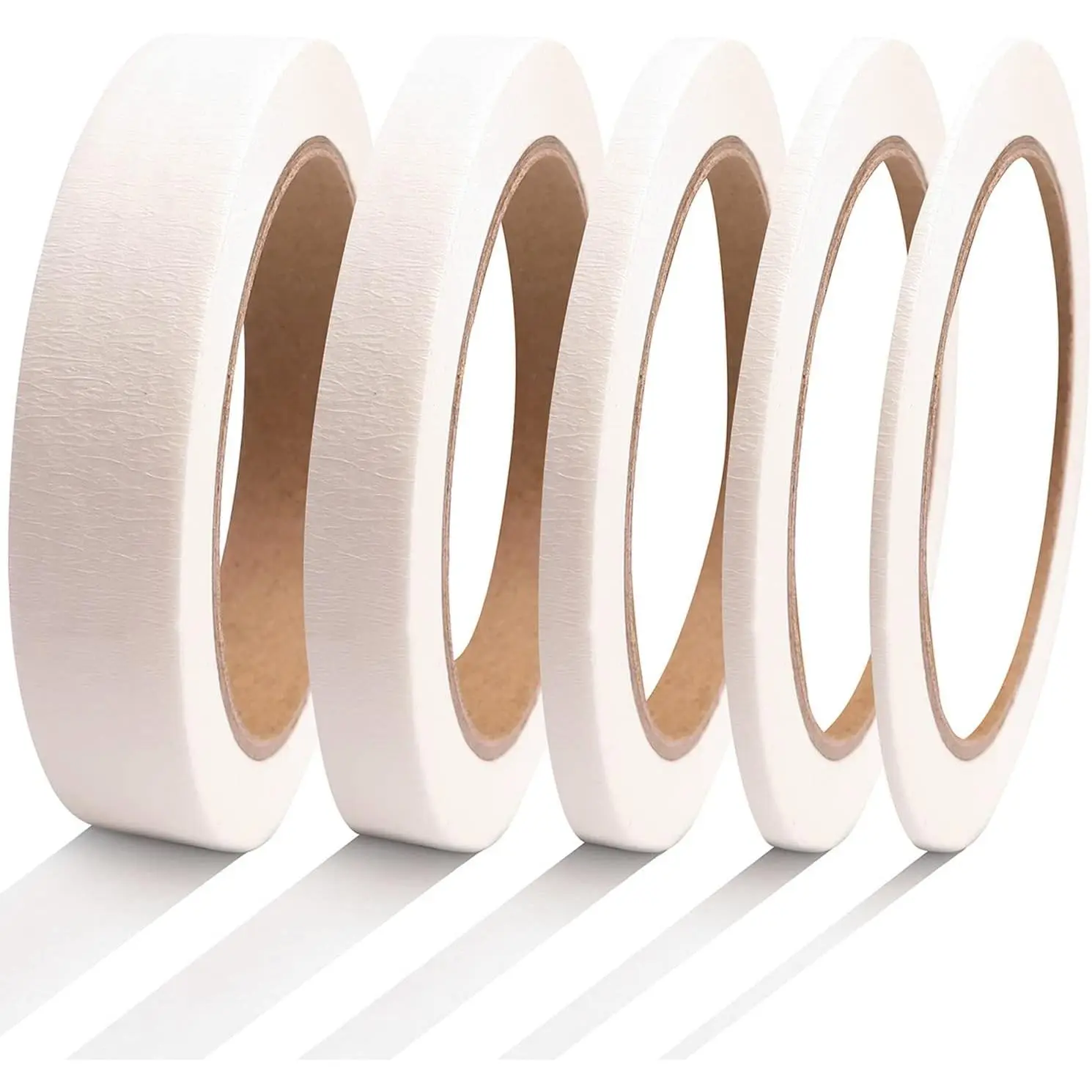 5 Rolls Pinstripe Tape - Masking Tape 1/16", 1/8", 1/4", 1/2", 3/4" - Thin Painters Masking Automotive Tape for DIY, , Auto, , Art, Tumblers (White)
