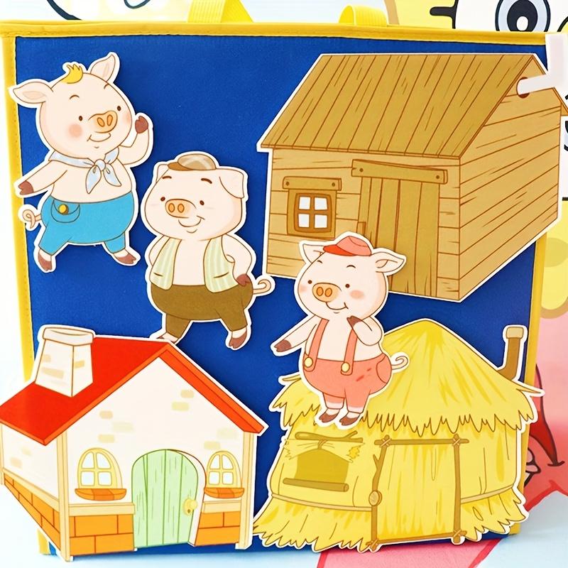Three Little Pigs Build A House: Story-Themed Felt Teaching Aids, Role-Play Props, Interactive Classroom Supplies for Teachers, Back-to-School Teaching Tools