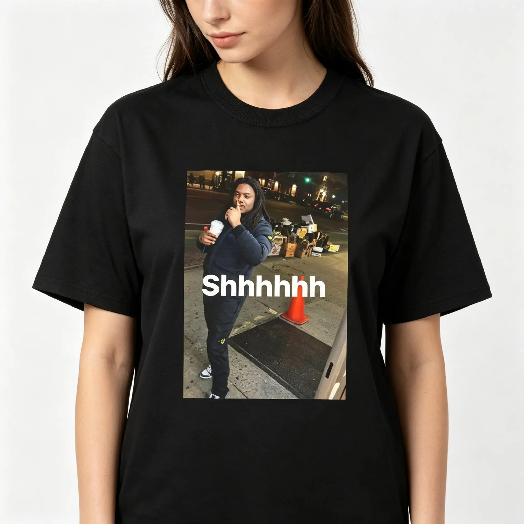 Lucki Shhhhhh Funny Meme Rapper Graphic Unisex Tee |   All-Season Breathable Top