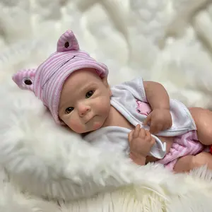 Otarddolls 13 Inch Open Mouth Silicone Reborn Girl Doll, Handmade Detailed Painted Skin, Full Body Soft Solid Silicone, With Fashionable Outfits, Lifelike Realistic Newborn Doll for Collection & Gifting