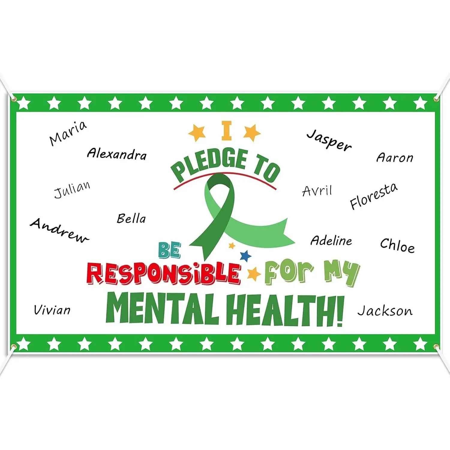 Mental Health Awareness Autograph Poster for Students Pledge to Be Responsible for My Mental Health School and Classroom Supplies