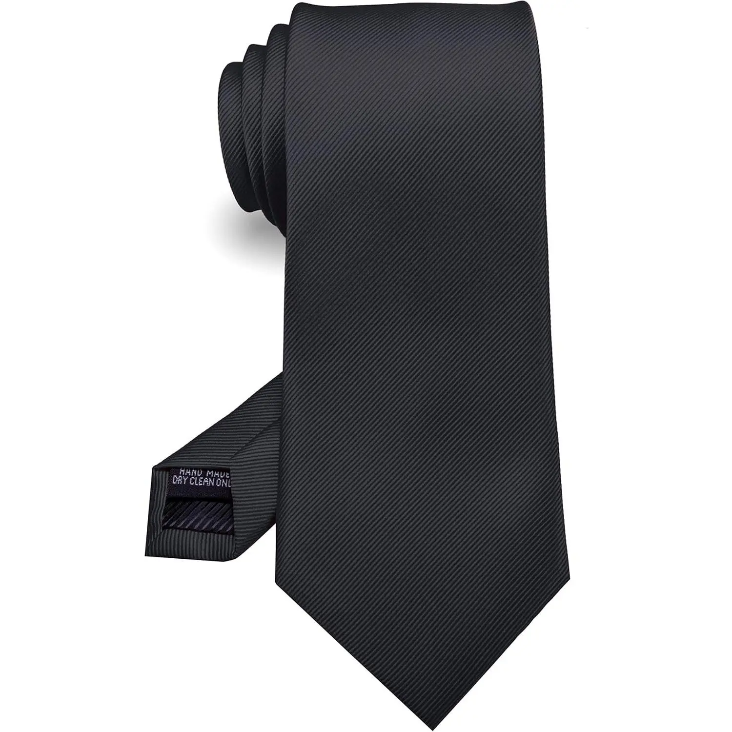 Silk Black Tie Business Wedding Formal Necktie for Men (Black)