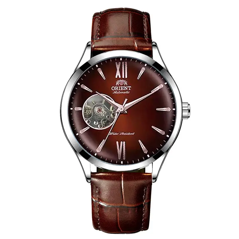 Ora Jewel Trending ORIENT Skeleton Open Heart Men Automatic Watch Gradient Wine Red Dial Roman Numerals Soft Croc Leather Strap Japan Self-Winding Gentleman Formal Business Wristwatch Gift For Him,Men's,daily,watches,g,Touch,Screen,Wate,l,f,d,alarm,clock,