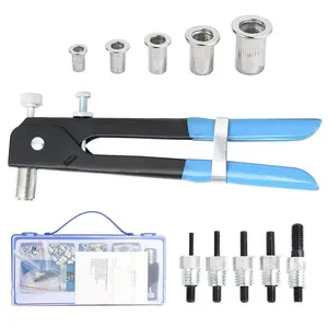 Heavy Duty Blind Rivet Nut Kit Set, Riveter Tool, Rivet Nut Gun, Thread Hand Riveter, Rivet Gun Threaded Insert Tool, Riveting Tools with Metric Rivet Nuts Assortment M3 M4 M5 M6 M8