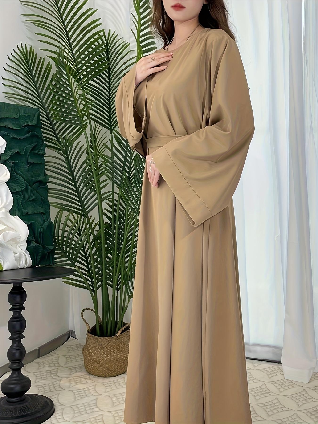 [Middle Eastern Loose Fit Dress] Elegant Green Arabic Women's Muslim Robe |   Middle Eastern Flared Sleeve Long Dress |   Loose Fit All-Season Versatile Home Festival Traditional Attire
