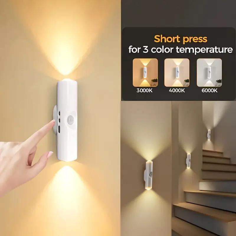 USB Rechargeable Motion Sensor Wall Light, Adjustable Brightness, Under Cabinet Lighting for Kitchen, Hallway, Closet, Stairs, Home Use, Multifunctional Lighting
