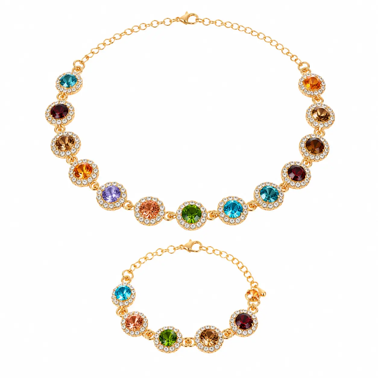 Elegant Two-Piece Jewelry Set Featuring a Delicate Necklace and Matching Bracelet in Premium Alloy with Polished Finish—Versatile for Everyday Elegance or Special Occasion Wear, Ideal for Women Seeking Timeless European-Inspired Style