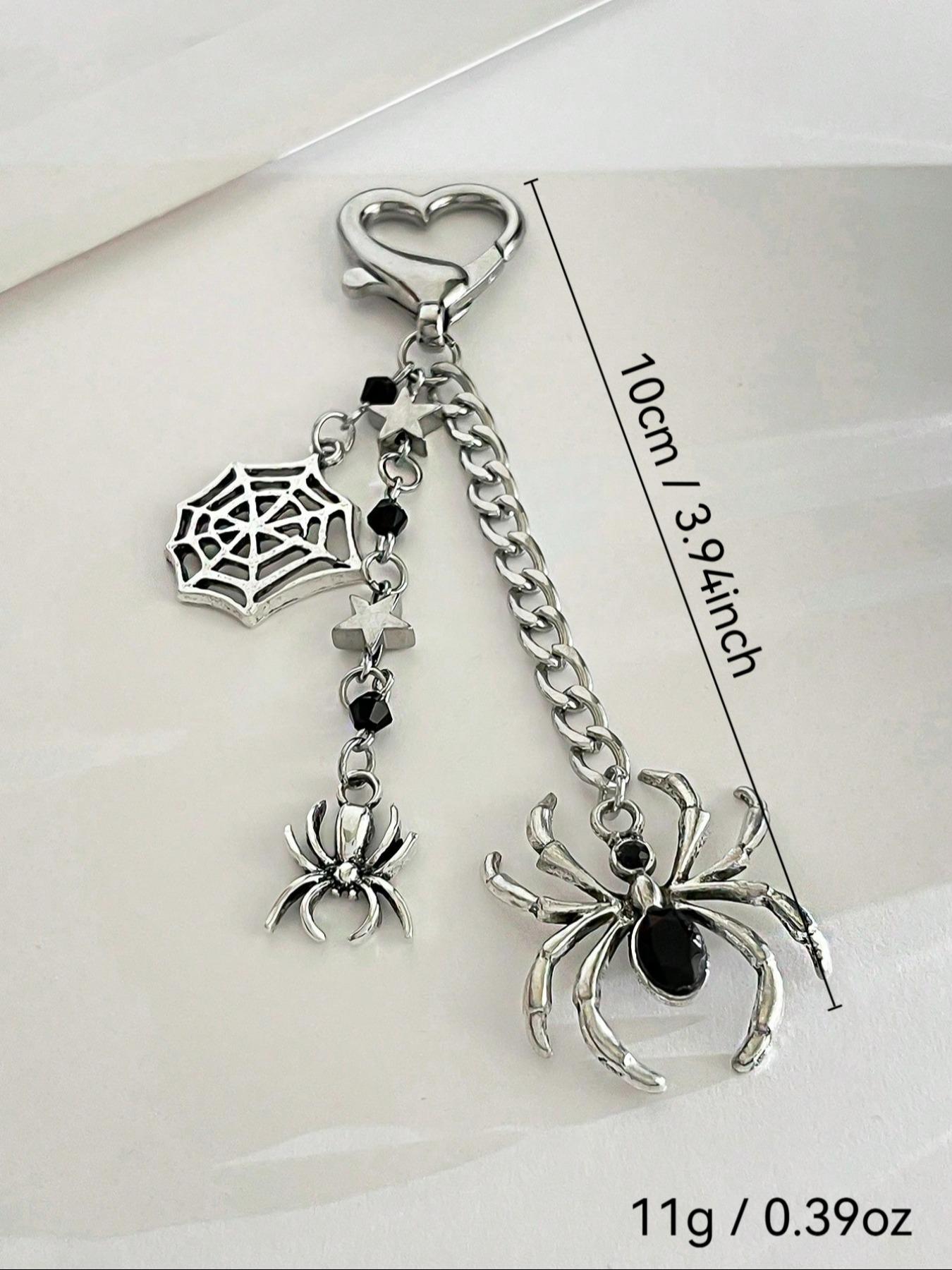 Cute Gothic Style Spider Web Design Keychain, Gothic Cross Keychain for Women & Men, Fashion Accessories for Daily Use, Halloween Gift