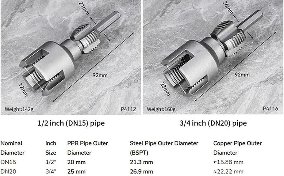 1/2'' 3/4'' PVC Pipe Thread Cutting Tool Integrated Internal & External Pipe Threading Tool - Electric Drill Compatible, High Speed Steel, Quick Installation - Ideal for Home Repairs, Construction & DIY Projects
