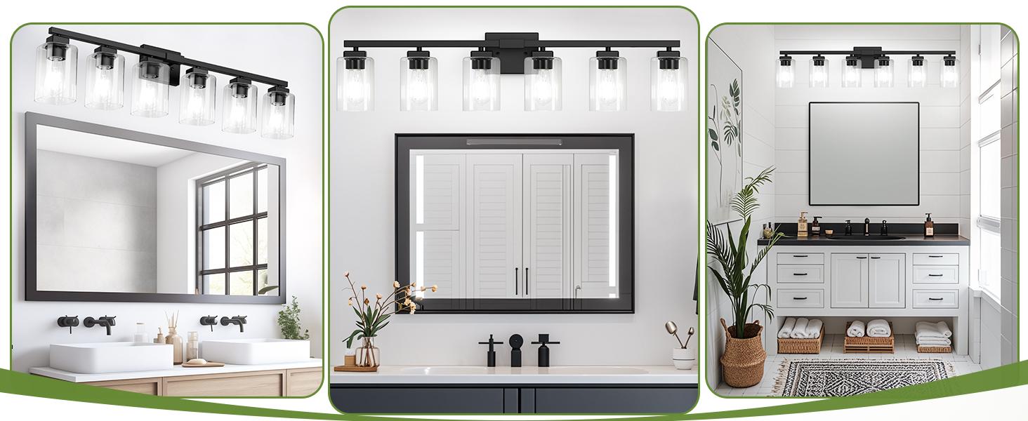 6-Light Bathroom Light Fixtures, Modern Black Vanity Light, Bathroom Lighting Fixtures Over Mirror, Matte Black Bathroom Wall Lamp, Wall Lights for Living Room Bedroom Hallway
