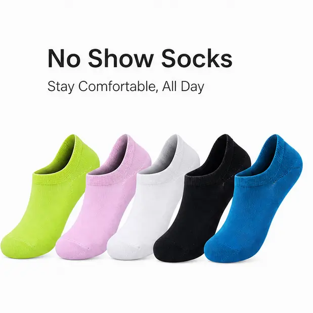5-Pair Pack Women's No Show Socks - Anti-Slip Low Cut Invisible Socks women, Soft & Breathable for Summer Sneakers & Flats