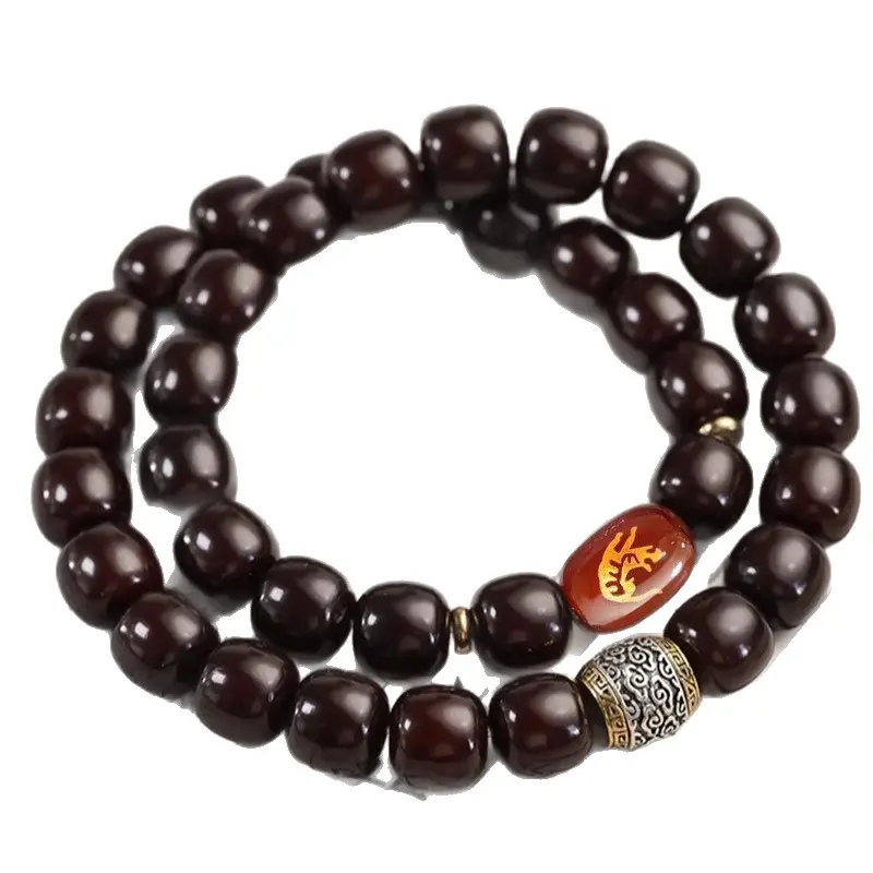 Zodiac Bodhi Bead Bracelet with Black Jade and Heart-Shaped Gemstone, Personalized Buddha Amulet Accessory Bracelet for Women, Customized Wholesale