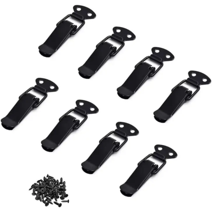 Latch Black Toggle Latch, Steel Spring  Toggle Latch, Black Catch Hasp Clamp Clip Lock with for Cabinet, Wooden Case, Box(8 Pcs)
