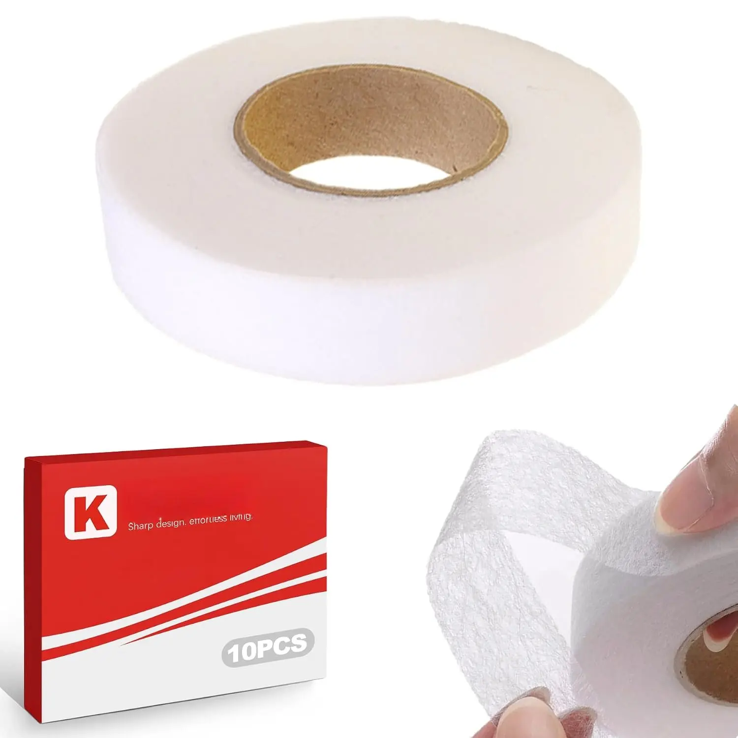 2cm x 70 Yards No-Sew Iron- Hem Tape, Adhesive and Washable Fabric Fusing Seam Tape for Pants, Curtains, Dresses, Clothing Alterations - White