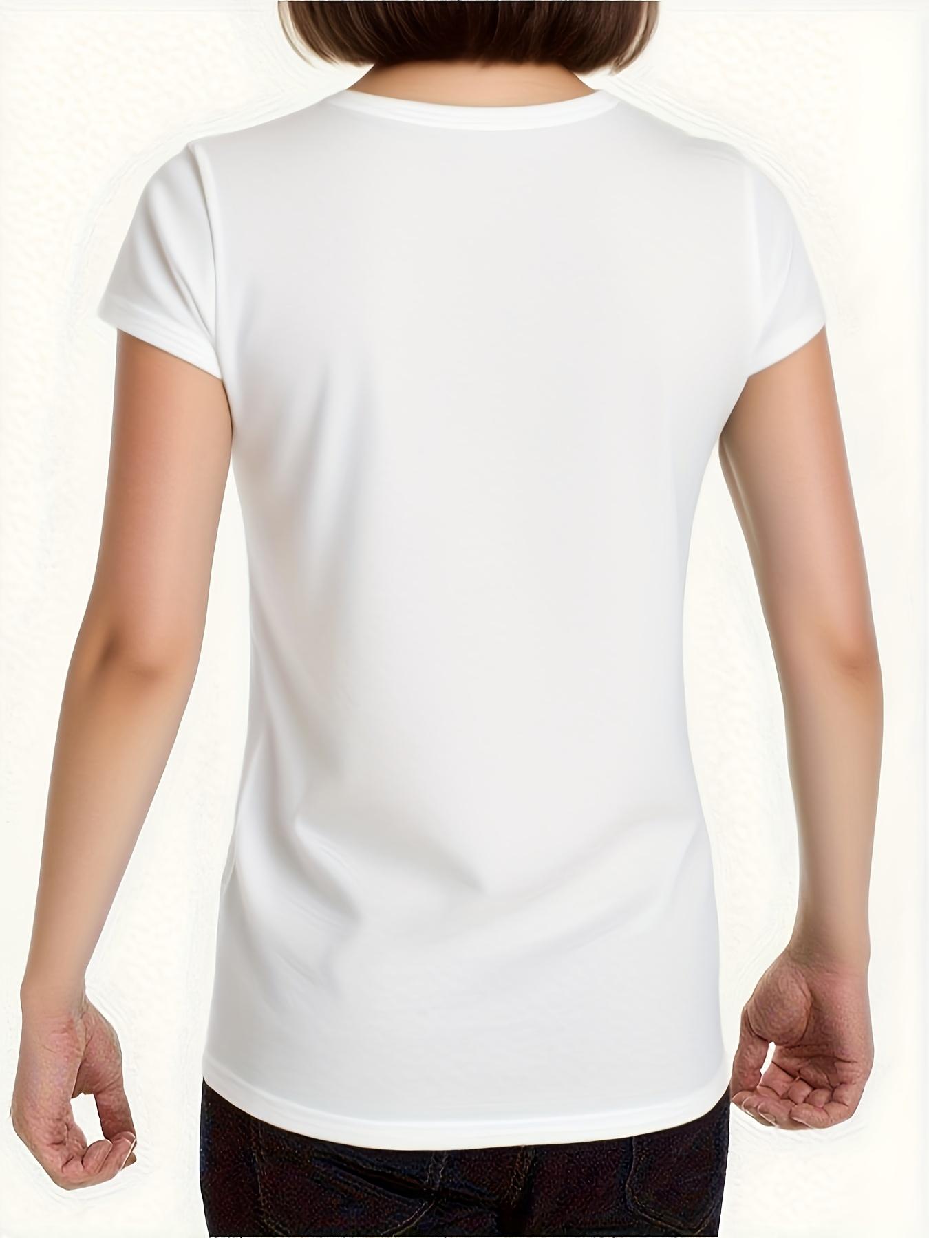 Women's T-shirt, solid color pattern printed short-sleeve T-shirt, customizable with personal images/text, machine washable, round neck, suitable for casual wear, parties, outdoor activities, Valentine's Day and Easter gifts, elegant T-shirt