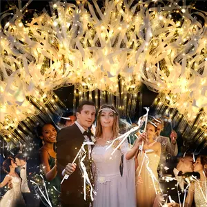 30pcs LED Fairy Sticks with Ribbon Flowing Light, Perfect for Weddings, Anniversaries, Birthdays, Holiday Parties, Halloween, Christmas