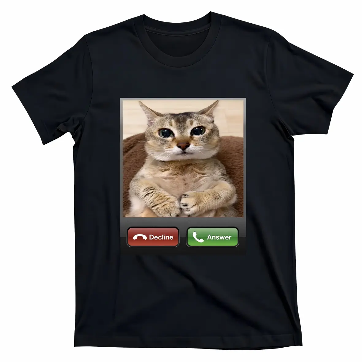 Men's Mei Mei Cat Printed Pure Cotton Short-Sleeve Shirt — Unisex Casual Wear, Ideal for Spring and Summer; Cool Graphic Tee featuring a Classic Crew Neck Design; Soft Cotton Fabric, Suitable for All Seasons