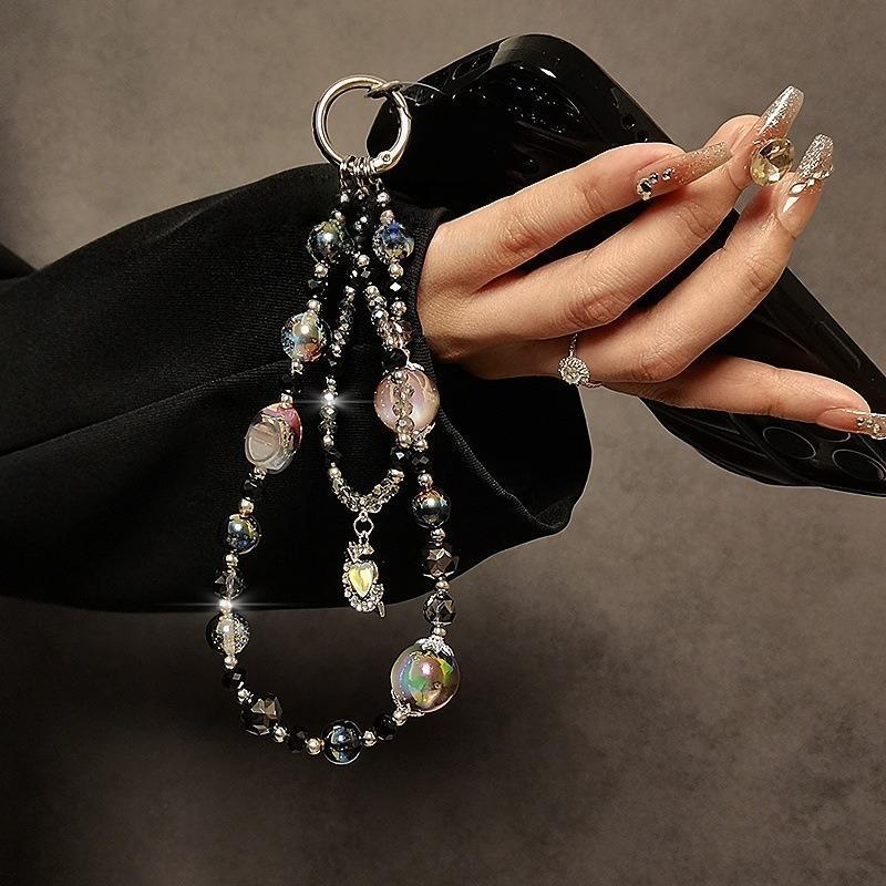 Luxury High-End Crystal Phone Chain Heart Pendant, Wristlet, Phone Case Bag Accessory Strap Keychain, Fashion