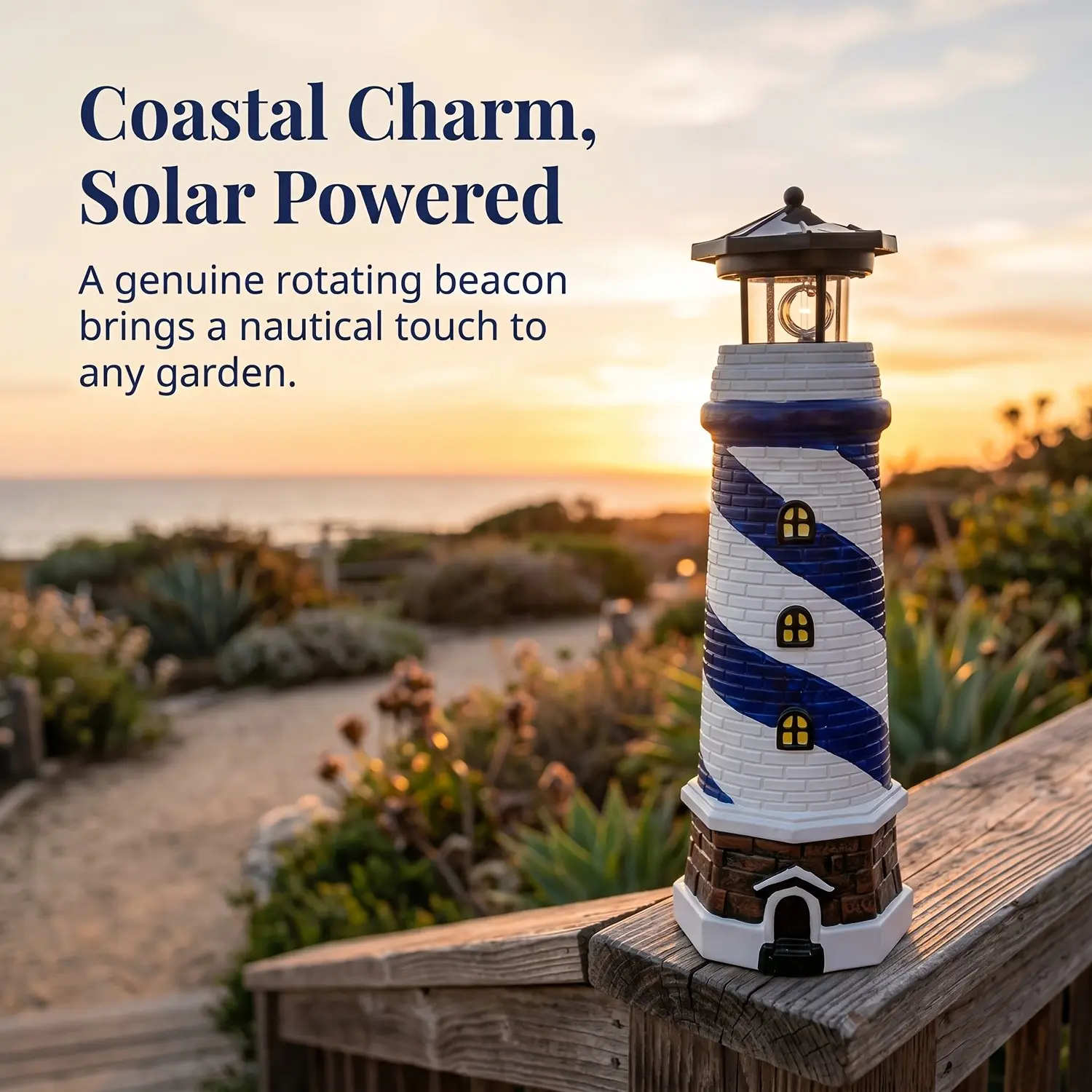 Outdoor Solar Lighthouse Garden Decor, 360° Rotatable LED Lighthouse Statue Light, Ideal for Landscape Decoration and Lighting in Gardens, Yards, Patios and Lawns, a Perfect Gift for Family and Friends