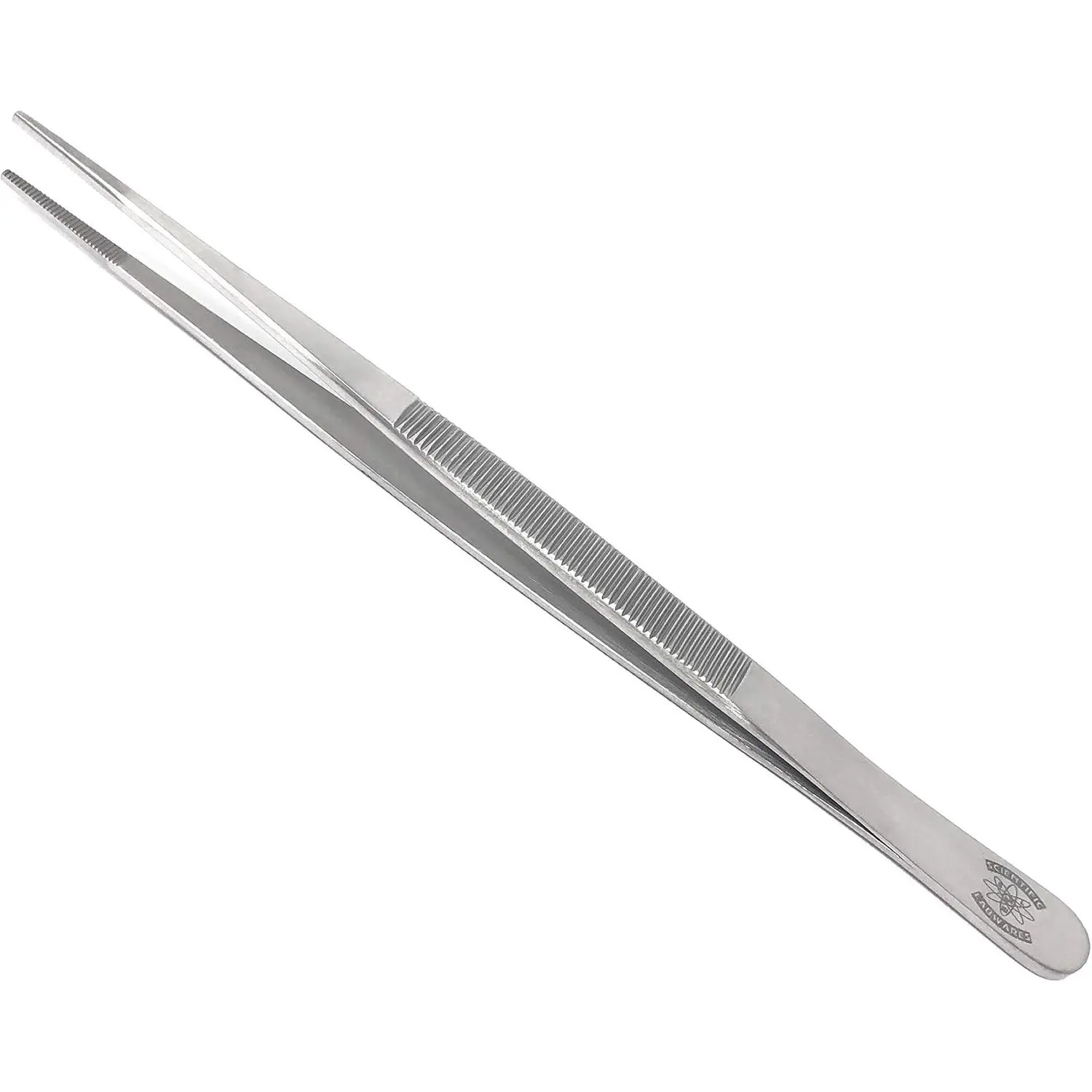 High Precision Stainless Steel Lab Tweezers/Forceps with Straight Broad Strong Point (6 in.)